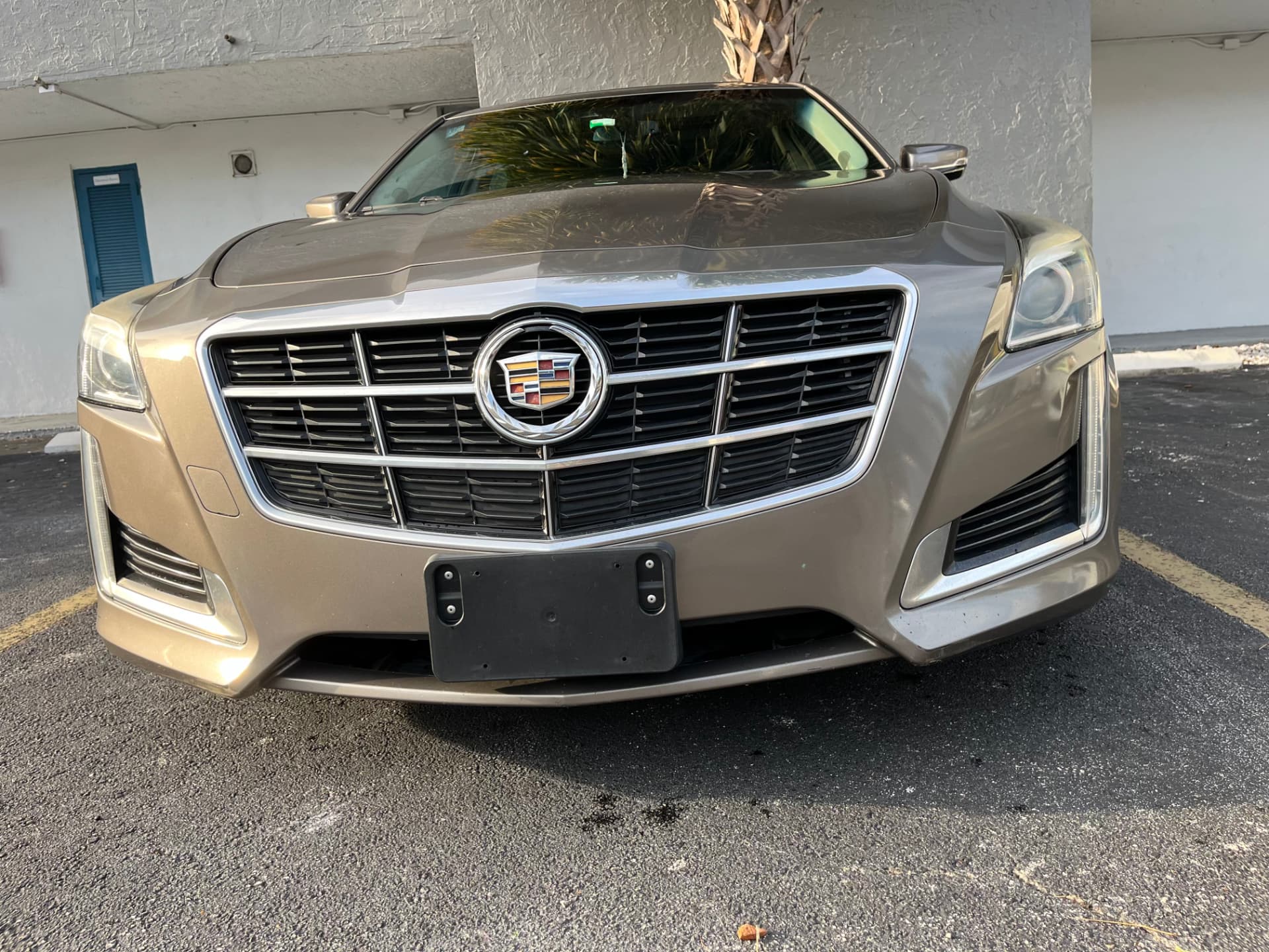 Champagne sedan front end, grille and chrome cleaned by hand