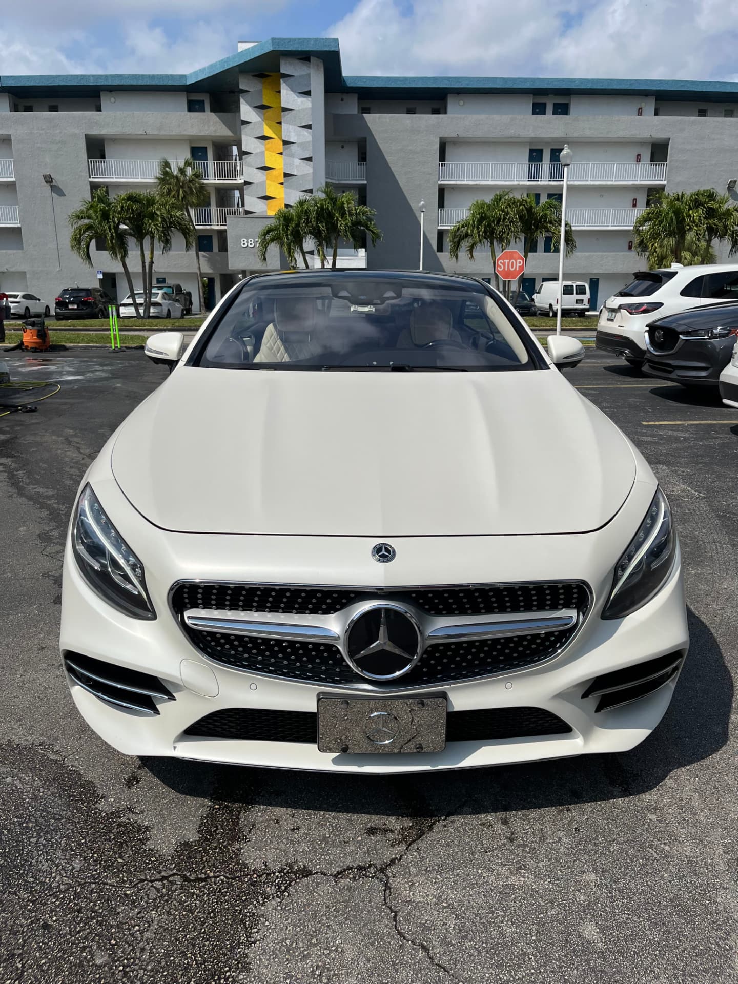 White coupe front end, washed, dried and dressed